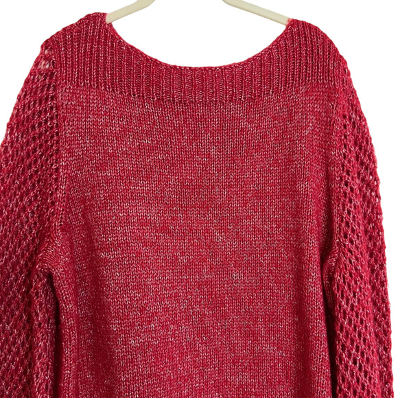 Tommy Bahama Shimmer Balloon Sleeve Sweater XL Tango Red Wool Blend Boatneck NEW - Picture 2 of 7